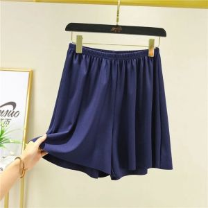 Ice Silk Pajama Pants for Women in Large Size Modal Ice Silk Shorts High Waisted Pants Loose Casual Pants Elastic Waist Versatile for External Wear