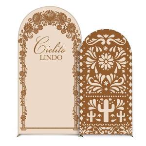 Mexican Cactus Floral Arch Backdrop Cover Stretch Smooth Wrinkle‑Free Arched Stand Cover for Fiesta Wedding Baby Shower Decor