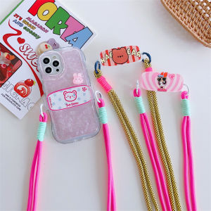 Zeallion màu hồng thời trang vỏ điện thoại kẹp sau Crossbody dây đeo vai dễ thương phim hoạt hình có thể thu vào dây kẹp sau cho điện thoại Bìa