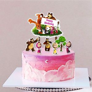 Topper cake masha and the bear Happy birthday hiasan kue ulang tahun