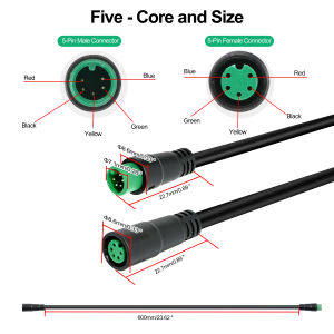 1pcs M7 Cable 2 3 5 Pin 60(23Inch)-90cm(35inch) E-bike Speed Sensor Male to Female Extension Connector Cable