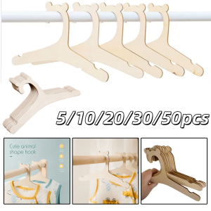 5-50pcs Baby Clothes Rack Wooden Children Clothing Hanger Cute Bear Hangers For Wardrobe Storage Tools Princess Room Decoration