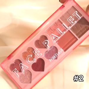 [BPOM] PINK FLASH Multi Face Palette All in One Eyeshadow Contour Highlighter Glitter Shimmer Blush on Powder PINKFLASH - 10 Colors