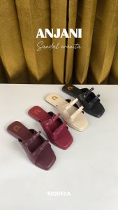 Riqueza ANJANI Sandal Flat Wanita Sendal Slip On Teplek Tali Pita Cewek