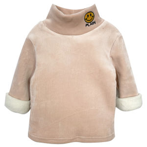 Thickened Fleece High Collar Childrens Thermal Base Shirt Inner Wear Warm Top for Boys And Girls Baby Clothes Winter T-Shirt