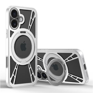 Làm Mát Kim Loại chạm khoét Trường Hợp Đối Với iPhone 16 15 14 Pro Max không dây từ tính Sạc Trường Hợp 360 ° Chân quay Chủ Ốp viền mềm bằng nhựa TPU