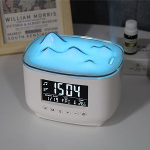 Ultrasonic Aroma Diffuser Air Humidifier Mist Clock Alarm Essential Oil Flame Colorful Light Lamp Difusor