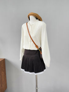 Pure Cotton Long Sleeve Shirt Womens Top French Style Button round Neck Lace Splicing Heavy Embroidery Cotton Shirt Fall 2025