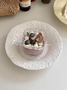 French Style Ceramic Plate Ins Rock Texture Pasta Dinner Plate Breakfast Plate Deep Dish Dinnerware Set Pure Color Glazed