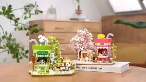 CONUSEA | Panda House Building Blocks Milk Tea Coffee Shop Street View Assambly Brick Model Desktop Decoration Toy Birthday Christmas Gift
