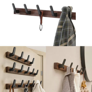 [COD] Wood Wall Hook Aluminum Towel Hook Living Room Door Back Clothes Hook Walnut Wood Clothes Hanging Hook Wall Hanging Cap Holder Door Hanging Hook Key Hook Key Holder Bedroom Bathroom Entrance Row Hook Coat Hook