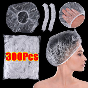 300Pcs Disposable Plastic Shower Cap Waterproof Multifunctional Bathroom Hair Cap Spa Hair Salon Hotel Female Head Cover One-Off Elastic Shower Caps Heating Thickened Kitchen Oil Smoke Proof Cap