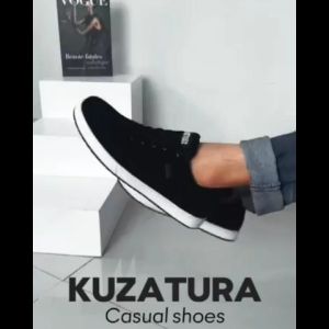 Sneakers Pria Black Premium FH 225X - Bahan Suede - Warna Hitam