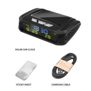 TPMS Look Solar Car Digital Clock with LCD Time Date In-Car Temperature Display for Outdoor Personal Car Part Decoration