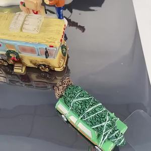 Brightly Lit Building Christmas Santa Claus Car House Village Holiday Garage Decoration Griswold Villa Home Desktop Figurines