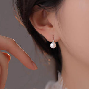 Her Lab Jewelry | French imitation freshwater pearl womens earrings s925 silver fashion earrings lightweight and versatile earrings