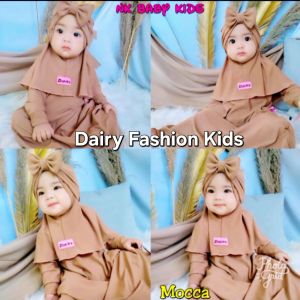 Gamis Bayi&Anak Azibah Syarii Kids / Sudah Termasuk Hijab Turban Pita / S.0-6bln(BB 6kg) M.6bln-1thn(BB 10kg) L.2-3thn XL.3-4thn / Bahan Jersey Premium / Lucu Dan Imut / Nyaman Di Kulit Bayi / Fashionablle Trendy Kekinian
