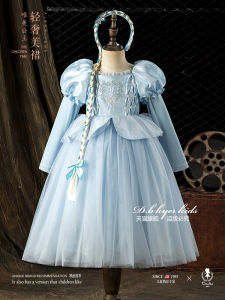 Princess Dress for Girls Birthday Party Cosplay Costume Fairy Tale Cinderella Grey Princess Skirt Long Sleeve Autumn Winter