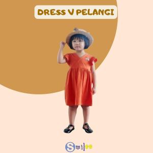 Dress anak bayi V Pelangi Merah Bata size 1-5