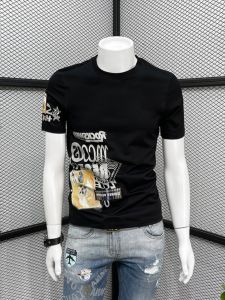 Áo Thun Nam Tay Ngắn Cotton Pha Trộn in Họa Tiết Hoạt Hình Mùa Hè Thường Ngày Cổ Tròn Dáng Ôm Vừa Vặn Thoáng Khí