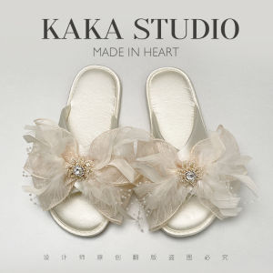 French Style Soft Bottom Crossed Feather Butterfly Knot Slippers for Women Indoor Outdoor Wear Spring Summer Home Comfortable Sandals