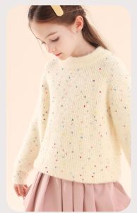 Thickened Woolen Sweater for Girls Mink Velvet Warm Base Shirt Autumn Winter Clothes Korean Style Long Sleeve round Neck Knitted