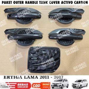 Paket Outer Handle Tank Cover Ertiga Lama 2011 2015 2017 Activo Hitam Carbon