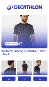 Decathlon Dry fit Mens Running Breathable Lightweight T-Shirt - Black