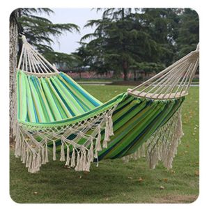 Ins Style Fringe Thick Canvas Double Anti-Tip Camping Hammock