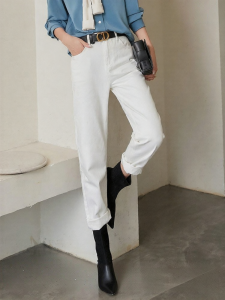 White Skinny Slimming High Waist Trousers