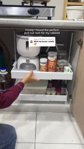 GSlife🔥Extendable🔥Integrated with Bracket🔥2 Layer Ready to Use 4 Directional Adjustable Cabinet Storage Rack