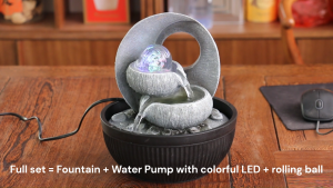 SG Seller Water Fountain Water Features Tabletop Desktop Fengshui LED lights colorful LED light rolling ball Fiber Classic Rolling Ball Indoor Outdoor Fiber Relaxing Housewarming Presents Office Home Gifts