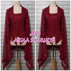 set kebaya pesta kebaya brukat kutubaru kebaya wisuda kutubaru + slendang