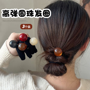 Fancy round Beads Headband Womens High Elastic Durable Seamless Hairband Fashion Bun Rubber Band for Hair Ties Hair Rope