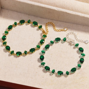 ใหม่หรูหราสีสดสีเขียวคริสตัลZirconสร้อยข้อมือผู้หญิงแฟชั่นเครื่องประดับสุภาพสตรีเครื่องประดับ