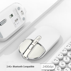 Chuột Mini 2.4G Không Dây Bluetooth Tắt Tiếng Có Thể Sạc Lại Cho Macbook PC Laptop Văn Phòng Chơi Game Dễ Thương Dẹt Thiết Kế Đầy Màu Sắc 2400 Dpi