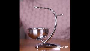 iRAZOR Shaving Bowl and Stand Set with Magnetic Base - 304 Steel Bowl & Chrome Plated Alloy StandFit Most Razors and Brushes
