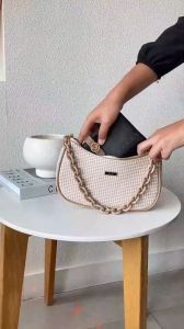 Shoulderbag EN-JI Yolmi Motif Gingham Houndstooth Warna Khaki