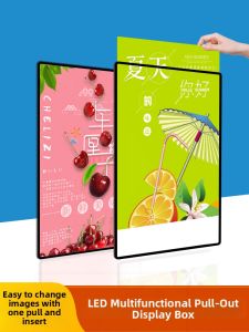 Ultra-Thin LED Tempered Glass Illustration Light Box Wall-Mounted Menu Display Cabinet Background Board Modern Minimalist Style