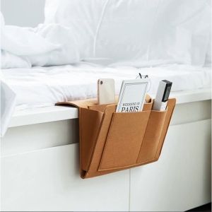 Bed-side Storage Pockets Felt Bedside Storage Bag Bedside Sofa Hanging Pouch for Book Mobile Phone