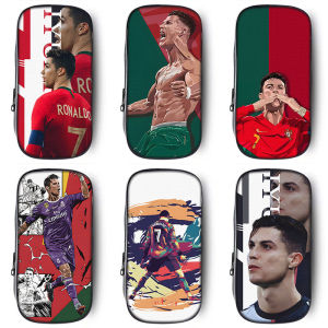 Cristiano Ronaldo Pencil Case School Supplies for Junior High Boys Football Star Team Jersey Printed Canvas Pencil Bag