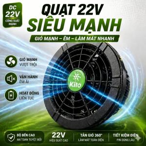 Bộ 2 Quạt Lẻ KITO 22V 3 Cánh Đen Cho Áo Điều Hòa Quạt Không Chổi Than Gió Mạnh Bảo Hành 1 Đổi 1