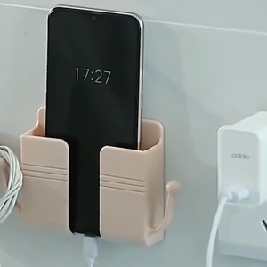 Phone Charging Holder Bracket Wall Mount Plastic Mini Hanging Cable Multipurpose Nail Free Charge Pemegang Telefon