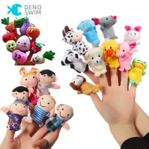 DENOSWIM Cartoon Animal Family Finger Puppet Soft Plush Toys Role Play Tell Story Cloth Doll Puppets for Kids Educational Toys For Children Gift