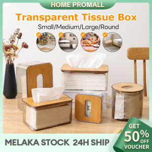 Transparent Napkins Storage Box Wooden Cover Tissue Holder Transparent Nordic Household Tissue Desktop Organizer Round Rectangle Napkin Storage Box Kotak Tisu