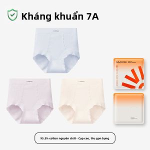 Quần lót tam giác AIMO cho nữ vải cotton kiểu cạp cao không đường may kháng khuẩn