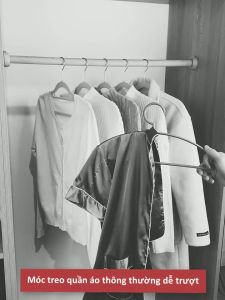 Set 10 móc treo quần áo cầu vai chống trượt chất liệu nhựa ABS+bọc nhung mịn móc thép không gỉ xoay 360 độ Akii Home MT24
