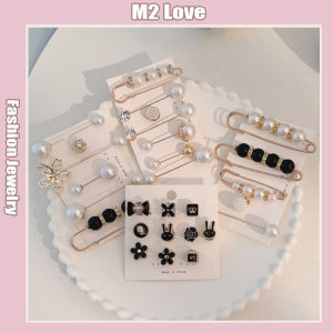 6pcs/set Korean Multifunction Pearl Pin Brooch Set Waist Belt Adjuster For Woman Girl