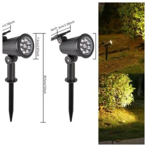 YOUYUEPIN 2pcs Outdoor Solar Spot Light 9 LEDs 3 Modes Adjustable Garden Backyard Entrance Patio Landscape Lighting