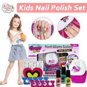 Children Cosmetic Toy  Nail Polish Set Non-toxic with Nail Dryer Quick Dry & Peel Off Nail Polish Toy